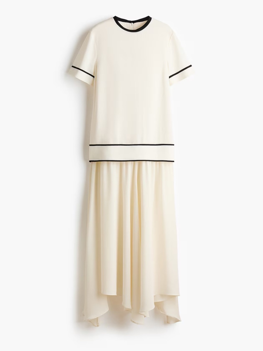 H&M NWT Cream & black Contrast-Trim Two-Piece look maxi Dress